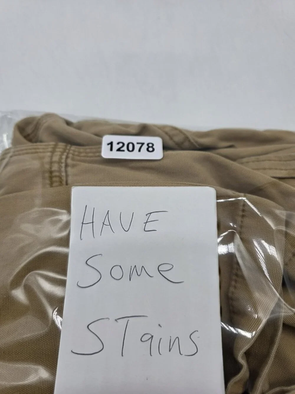 Carhartt Pants Mens 34x30 Khaki Relaxed Fit Double Knee Workwear Carpenter Stain